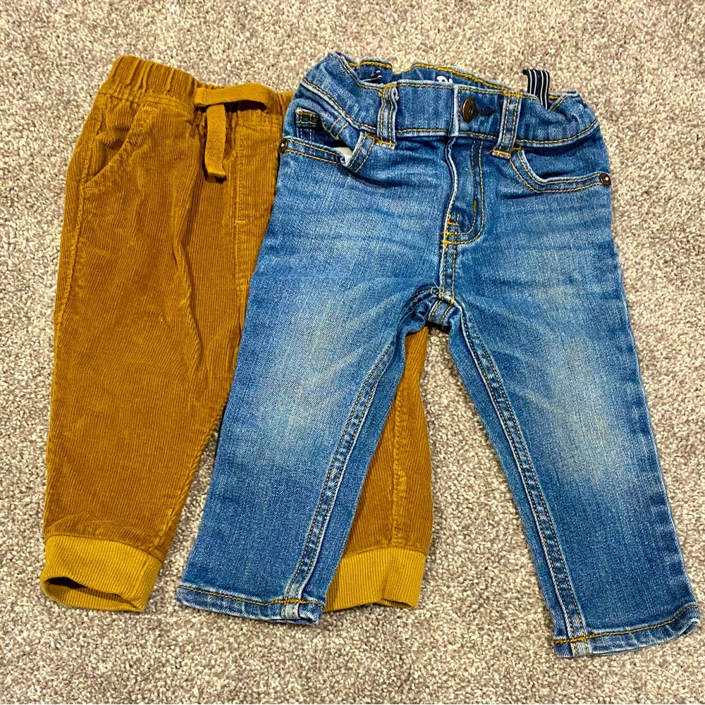 2 Pairs of Infant Boy Pants - Old Navy Corduroy Pants & B’Gosh Skinny Jeans